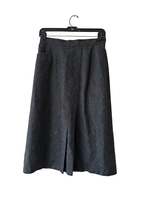 Vintage Hunters Run Wool Skirt Gray Midi Long Dark Academia 80s Minimalist 28 - Image 1 of 4