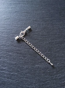 5 Silver Plated Crimp End Sets for 2mm to 2.5mm Cord Necklaces with Extender UK - Picture 1 of 7