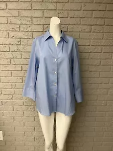 Camisa Foxcroft Mujer Azul No Plancha Elastizada Manga 3/4 Talla L - Imagen 1 de 11