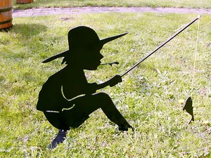 Pescador niño de acero la decoración para el estanque del jardín, el jardín, la entrada - Imagen 1 de 1