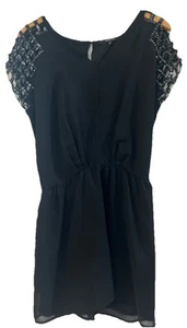Ark & Co. Black Romper with cut out sequin short sleeves size S made in India  - Picture 1 of 7