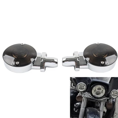 Front Flat Turn Signal Housing Smoke Lens For Harley Fat Boy Heritage Softail - Image 1 of 4