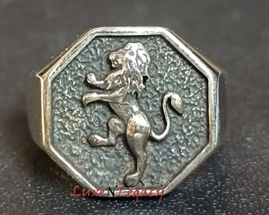 925 Silber Königlicher Löwe Ring Herrenschmuck Silber Tier Siegelring Geschenk für Männer - Bild 1 von 12