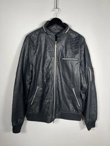 ARMANI LEATHER BOMBER Jacket - XXL 2XL - Navy - Great Condition - Men’s - Picture 1 of 10
