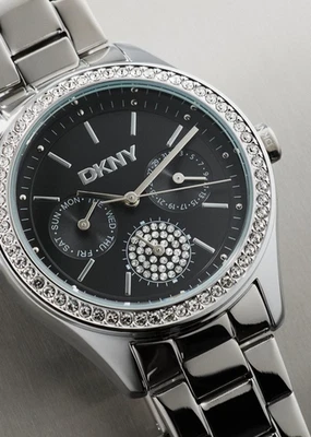 DKNY Damen Uhr DK1L129M0045 Nolita Midi Edelstahl Silber Strasssteine UVP 169,00 - Bild 1 von 4