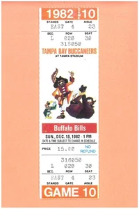Buffalo Bills @ Tampa Bay Buccaneers 12-19-1982 FULL ticket Topps Lee Roy Selmon - Picture 1 of 2