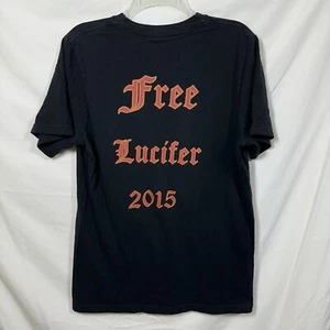 Free Lucifer 2015 Loved Double Sided V-Neck T-Shirt Large Tee Satan Distressed L - Picture 1 of 9