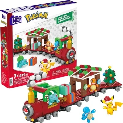 MEGA Holiday Pokémon Navidad Tren Construcción Juguete con 4 Personajes 373 Piezas Foto 1 de 4