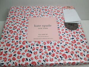 New Kate Spade New York Full Sheet Set Mini Floral ~ Brush Pink and Black 