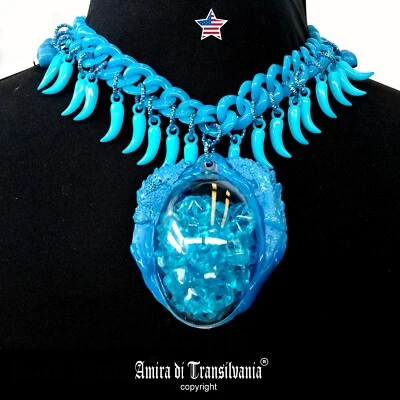 Dragon Egg Fashion Jewelry Necklace Chunky Pendant Horn Charms Futurist Designer - Image 1 of 4