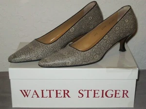 Walter Steiger Womans Black & Tan Snake Skin Heels - 6 1/2 - Picture 1 of 6
