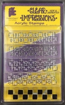 Clear Impressions Acrylic Stamp Set 35-9188 BORDERS Brand NEW! tree star heart - Image 1 of 2