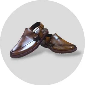 Herren handgefertigt Peshawari Chappal (UK_6,7,8,9,10,11) RUND FORM-BRAUN - Bild 1 von 4