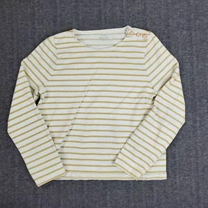 J.Crew Shirt Womens L Striped Artist Tee Button Shoulder Shimmer Long Sleeve - Picture 1 of 10