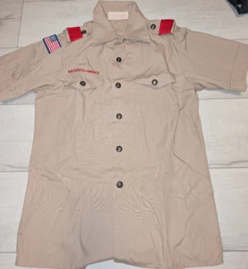 Boy Scouts of America Boys Youth Shirt Sz L (14-16) Brown Uniform Khaki USA - Picture 1 of 2