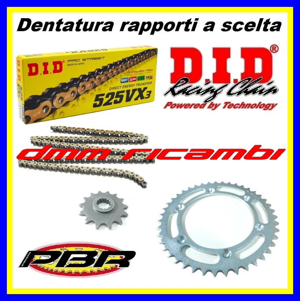 Kit Trasmissione YAMAHA YZF-R1 1000 2022 2023 catena corona pignone DID VX3 - Immagine 1 di 1