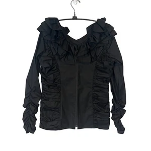 Ravel Black Emo Blouse Size Small Ruched Zipper Front Long Sleeve NWT Whimsigoth - Picture 1 of 9