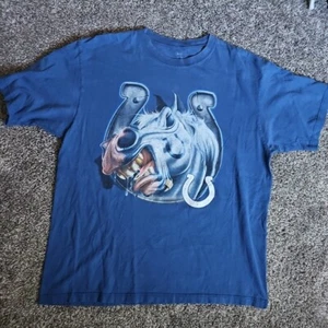 Reebok NFL Indianapolis Colts Blue Size Large Horse Head Logo Distressed Shirt - Picture 1 of 6