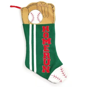 Baseball Themed 18" Christmas Stocking Homerun Embroidered St. Nicks Green Red - Picture 1 of 12