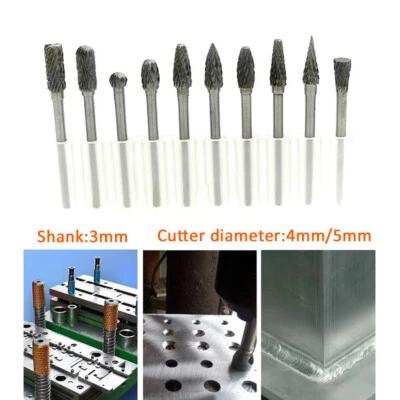 10x Set 3mm Schaft Frässtift Wolframcarabid Hartmetallfräser Fräser 4/5mm Cutter - Bild 1 von 4