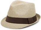 Trilby Hut, leichter Papierhut mit kontrastfarbigem Zierband, Sommerhut, Unisex