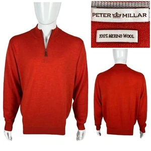 Peter Millar Mens XL Sweater 1/4 Zip 100% Extra Italian Fine Merino Wool EUC - Picture 1 of 10