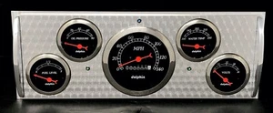 1941 1942 1943 1944 1945 1946 Chevy Truck 5 Gauge Dash Engine Turned Panel Black - Picture 1 of 8