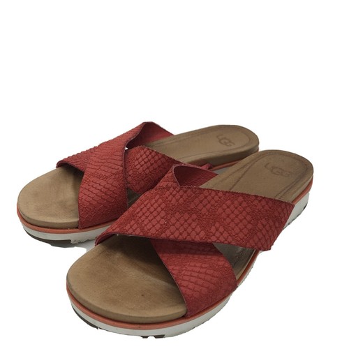 NUOVI SANDALI DONNA TAGLIA 6 ROSSI ROCK UGG FLUFF INDIO PLATEAU SLIDES CIABATTE