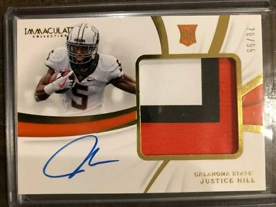 2019 PANINI IMMACULATE Justice Hill RC AUTO 3-COLOR PATCH! #70/99!! - Image 1 of 2