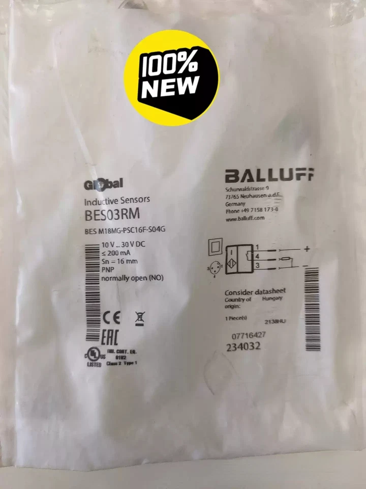 1pcs BALLUFF BES03RM BES M18MG-PSC16F-S04G - Image 1 of 1