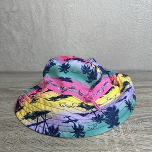 Colorful Tommy Bahama Tropical Palm Tree Logo bucket Hat Draw Sting Youth Sz 5-6 - Picture 1 of 5