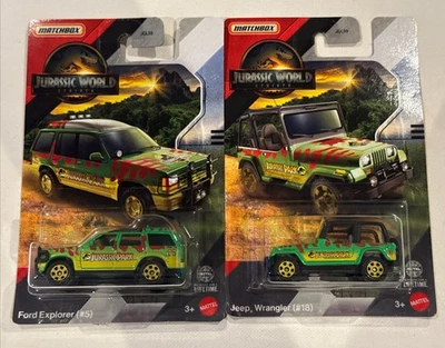 Jeep Wrangler Sahara 1992 Matchbox Parque Jurásico Ford Explorer impresión de dinosaurio Foto 1 de 4