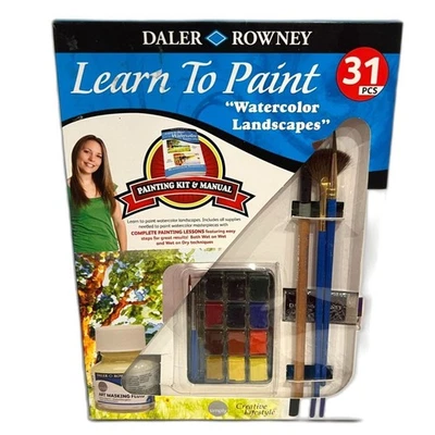 Daler Rowney Learn To Paint Watercolor Landscapes 31 Piece Set Paint & Brushes - Image 1 of 3