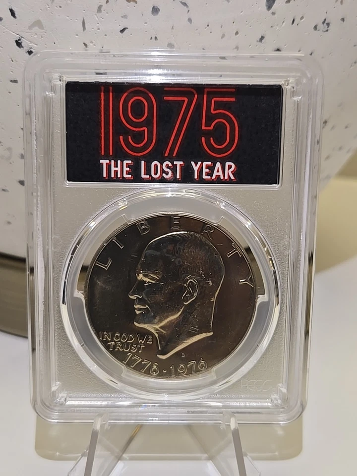 The Lost Year 1976D (1975) Conjunto Perfeito Eisenhower PCGS MS64 - Imagem 1 de 3
