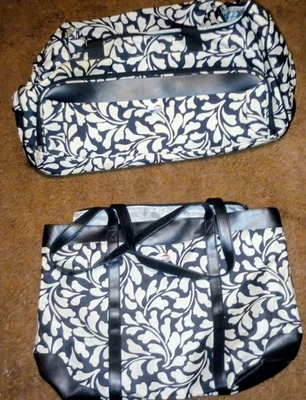 American Tourister Large Travel Tote Carry  On Set Black & Cream Floral - Image 1 of 4