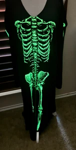 The Pyramid Collection Dress 1X Skeleton Long Maxi Glow in the Dark Halloween - Picture 1 of 9