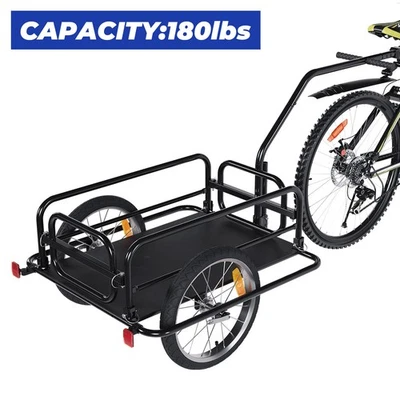 Black Folding Bicycle Bike Cargo Storage Cart and Luggage Trailer with Hitch - Image 1 of 4