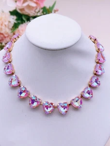 Pink iridescent crystal teardrop choker - Picture 1 of 1