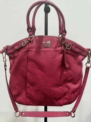 Coach 18641 Madison Leather Lindsey Satchel Shoulder Bag Saffron/Fuchsia - Image 1 of 4