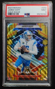 🌟 JARED GOFF - 2023 Panini Mosaic #258 GOLD WAVE PRIZM SSP /17 - MINT PSA 9 - Picture 1 of 2