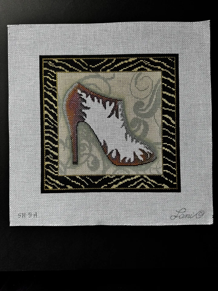 LANI High Heel Bootie Hand Painted hp Needlepoint Canvas - Image 1 of 1