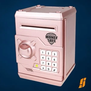 Kids Electronic Piggy Bank ATM Money Safe with Code Lock & Coin Slot - Pink - Picture 1 of 4