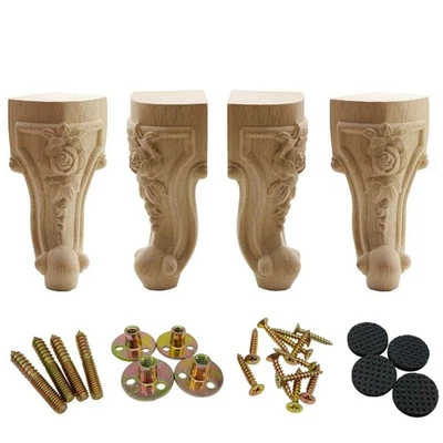 Solid Unfinished Wood Carved Furniture Legs for Sofa Couch Chair Ottoman Love... - Image 1 of 4