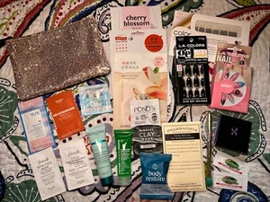 Mixed Lot of 23 Travel + Sample Size Beauty Products Items Ipsy Bag Korean Masks - Picture 1 of 24