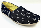Toms Denim Anchor Nautical Navy Blue Slip On Loafers Womens Size 8