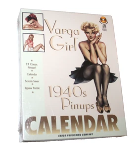Varga Girl 1940s Pinups Calendar CD-Rom Screen Saver Jigsaw Puzzle Cedco - Afbeelding 1 van 3