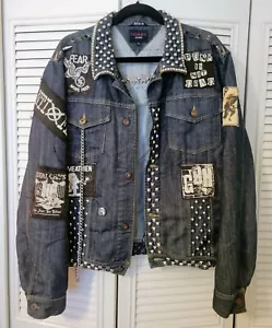 Vintage punk rock hardcore scene band jean jacket w/ patches, hundreds of studs! - Picture 1 of 15