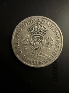 1945 King George VI Silver Two Shillings Coin Two Shilling Florin .500 Fine - Picture 1 of 2