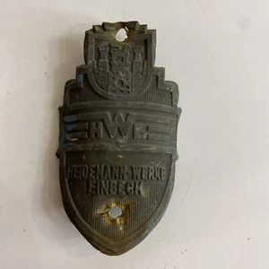 Insignia de cabeza de bicicleta HWE Heidemann Werke Einbeck antigua de colección - Imagen 1 de 4