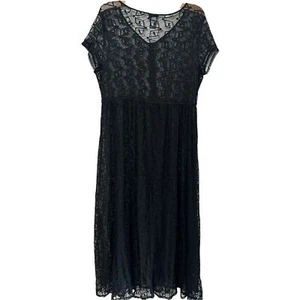 Torrid Button Waist Maxi Lace Kimono Embroidery Black Short Sleeve Swim cover 1x - Picture 1 of 10